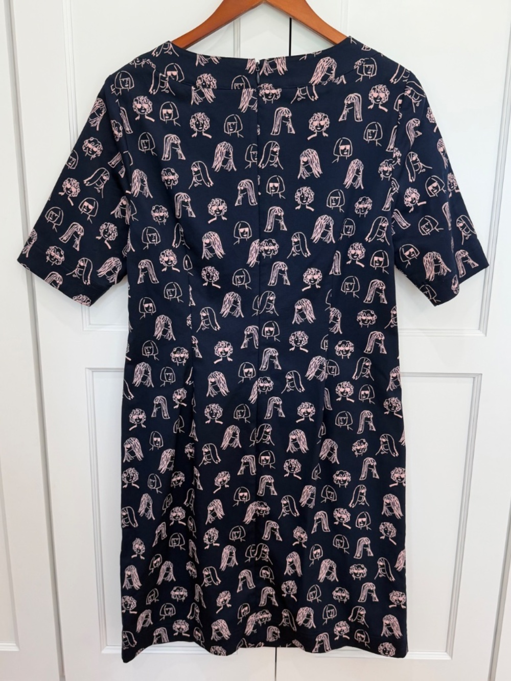 Boden NWT Women's Iona/Chit Chat Shift Dress w/ Pockets in Navy/Light Pink, US8 - Picture 6 of 8